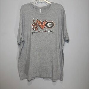 Bella Canvas Georgia Bulldogs Peace‎ Love Bulldogs Grey Graphic Tee Shirt 3XL